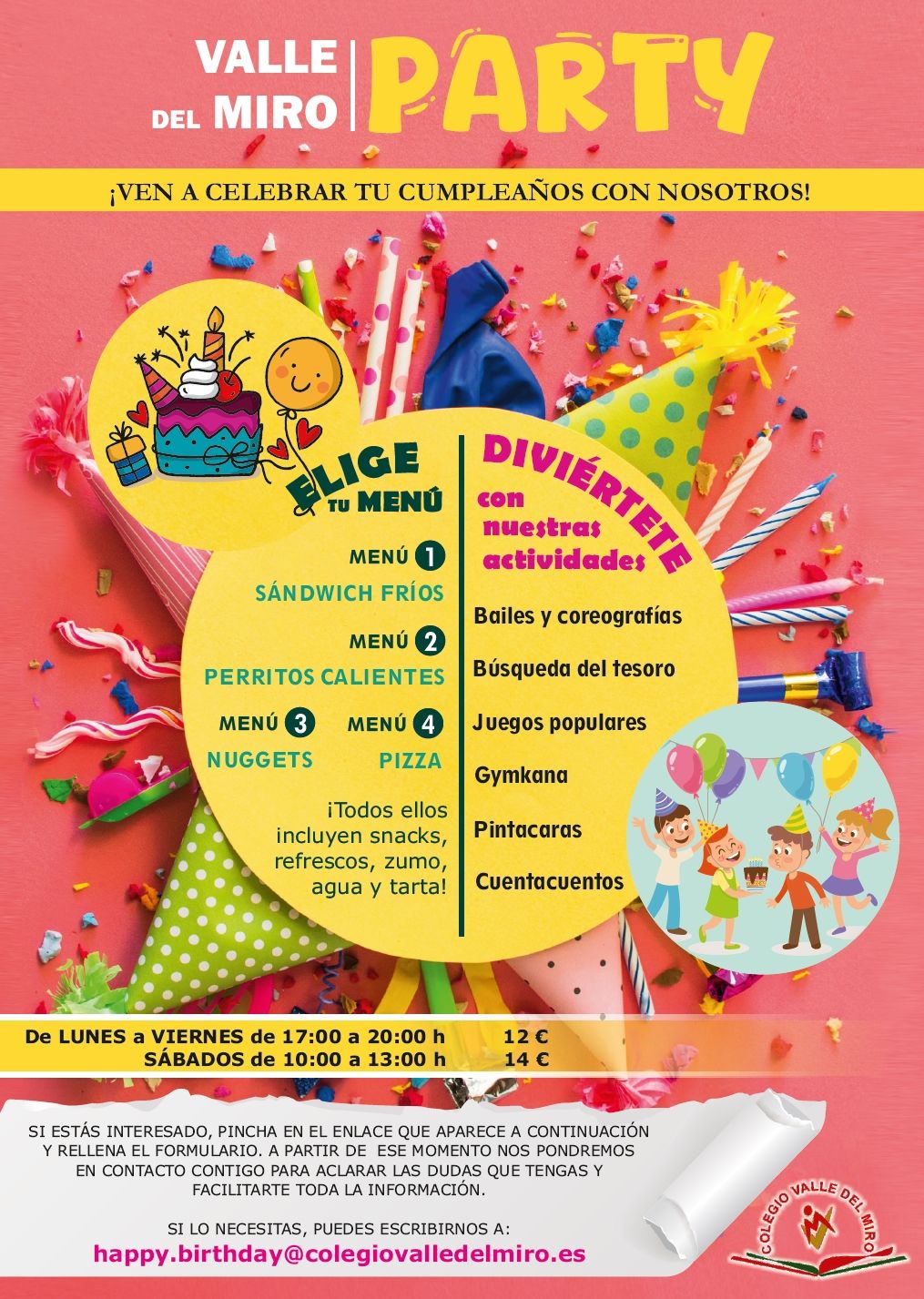 celebra tu cumpleaños en colegio valle del miro valdemoro