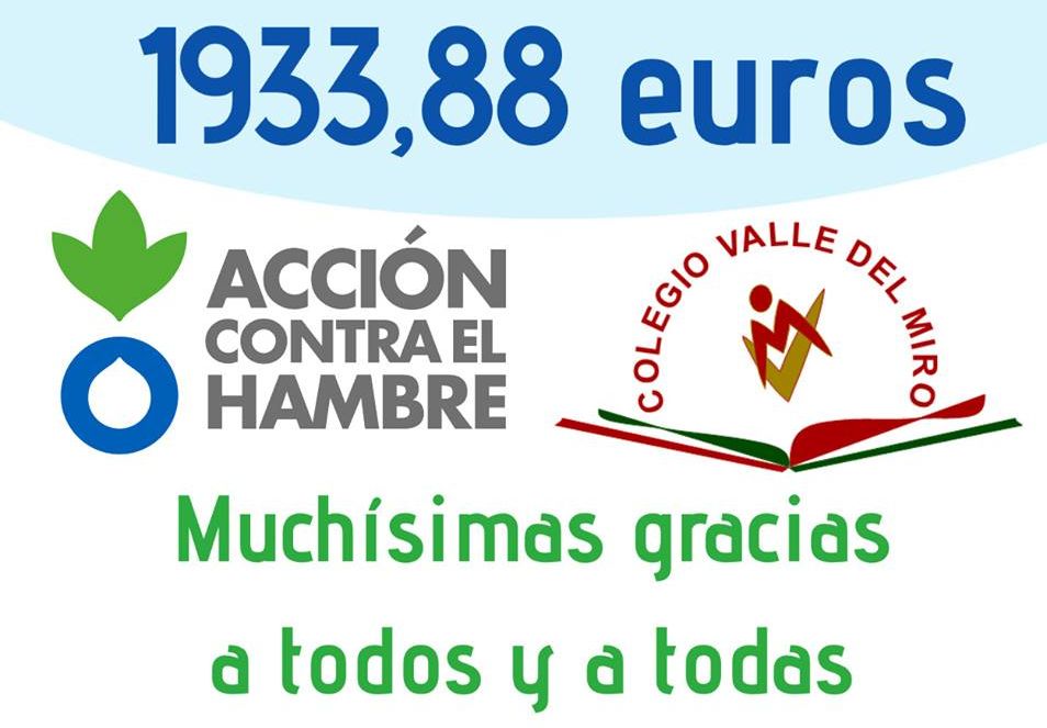 El colegio Valle del Miro ha recaudado en la Carrera contra el Hambre 2018 un total de 1933,88 Euros