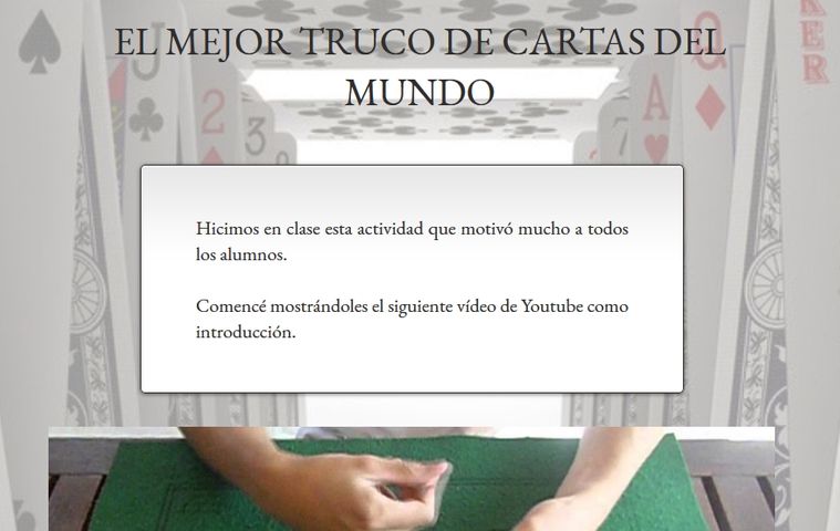 Página web 'El Mejor Truco de Cartas del Mundo' colegio bilingue valle del miro valdemoro