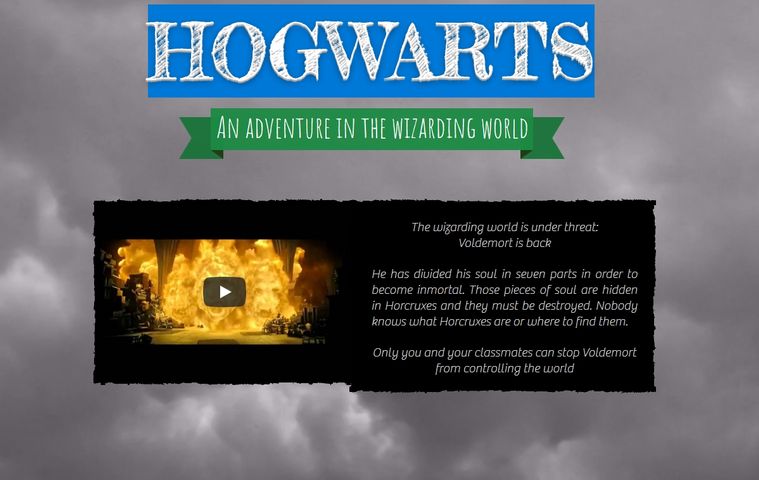 Página web HOGWARTS: An adventure in the wizarding world colegio bilingue valle del miro valdemoro