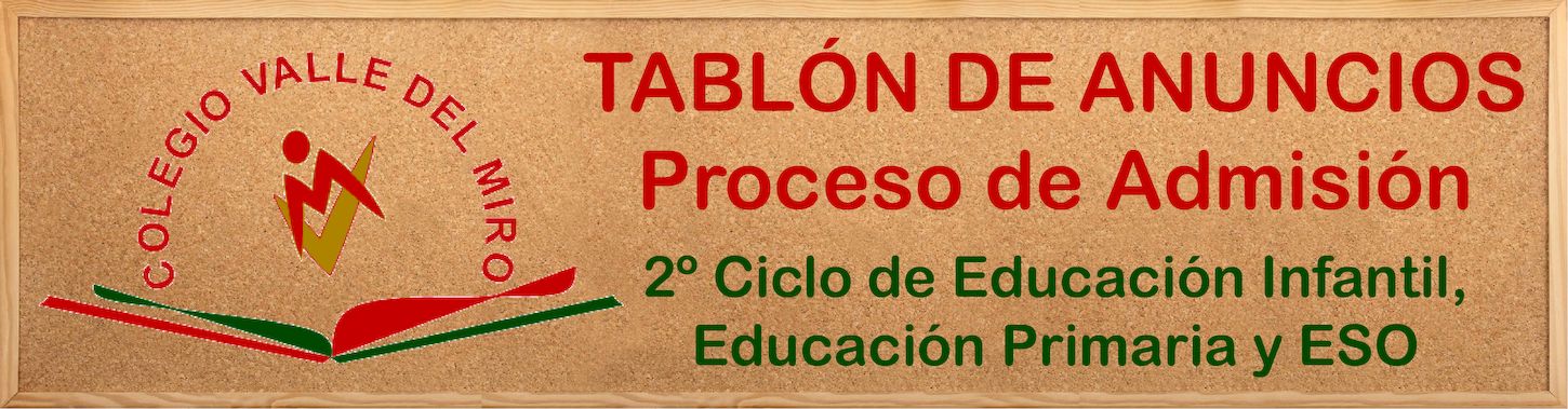 Tablón de Anuncios Segundo ciclo de Educación Infantil, Educación Primaria, Especial, ESO y Bachillerato en Centros sostenidos con fondos públicos